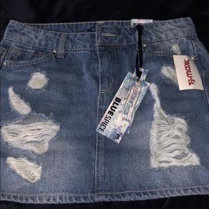 High waisted jean skirt